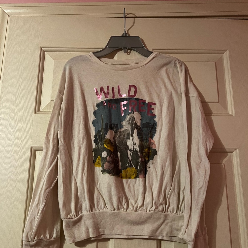 Girls Old Navy Wild and Free Graphic Long Sleeve Tee - Cream